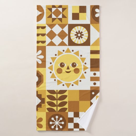 Abstracte bloem.  Scandinavische en folkdes Badhanddoek (Badhanddoek)