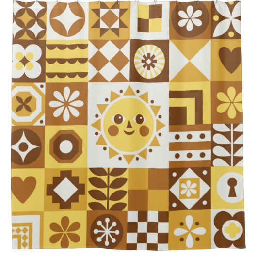 Abstracte bloem. Scandinavische en folkdes Douchegordijn (Voorkant)