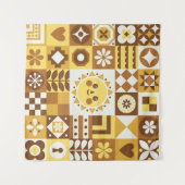 Abstracte bloem. Scandinavische en folkdes Wandkleed (Voorkant (horizontaal))