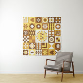 Abstracte bloem. Scandinavische en folkdes Wandkleed (In Situ (horizontaal))