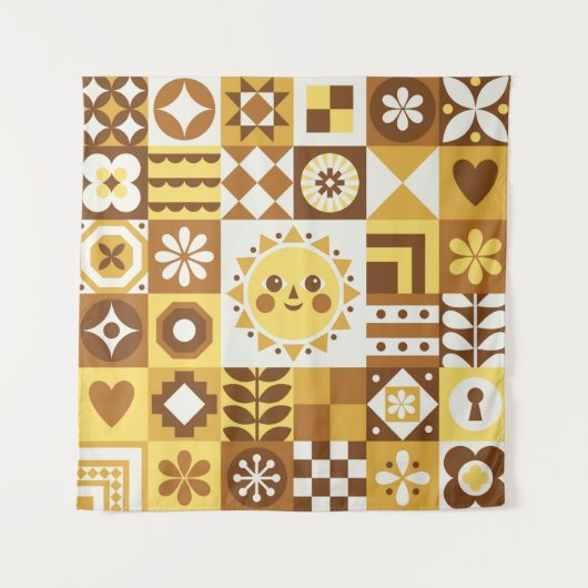 Abstracte bloem. Scandinavische en folkdes Wandkleed (Voorkant)