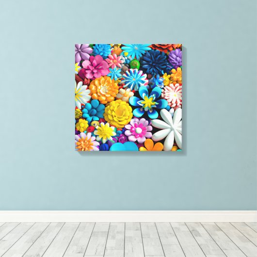 Abstracte bloem van kleurrijke bloem Modern Canvas Afdruk (Insitu (Houten vloer))
