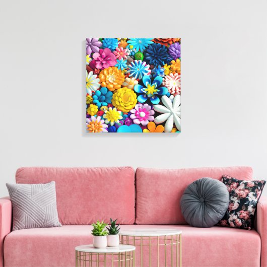 Abstracte bloem van kleurrijke bloem Modern Canvas Afdruk (Insitu (Woonkamer))