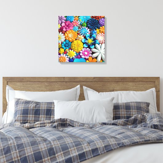 Abstracte bloem van kleurrijke bloem Modern Canvas Afdruk (Insitu (Slaapkamer))