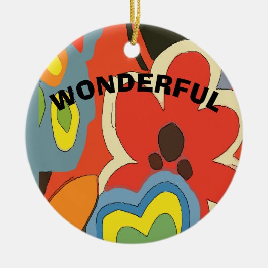 Abstracte Bloem, voeg tekst toe, bewerk tekst Keramisch Ornament (Voorkant)