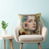 Abstracte bloem vrouw portret kussen (Stoel)