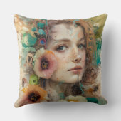 Abstracte bloem vrouw portret kussen (Achterkant)