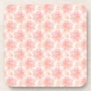 Abstracte bloem waterverfpatroon perzik en roze bier onderzetter