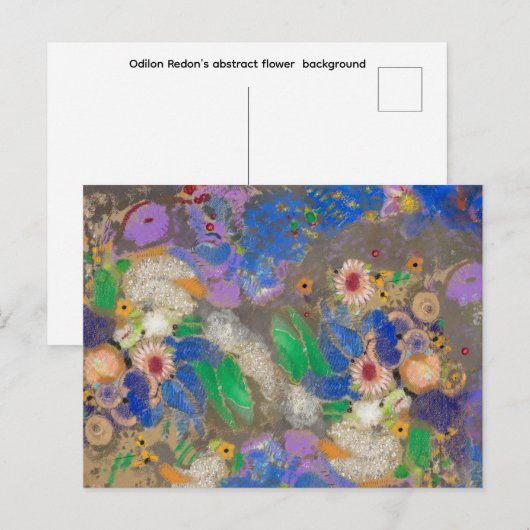 Abstracte bloemachtergrond van Odilon Redon. Briefkaart (Voorkant / Achterkant)