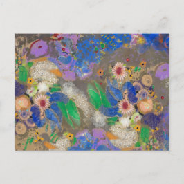 Abstracte bloemachtergrond van Odilon Redon. Briefkaart