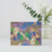 Abstracte bloemachtergrond van Odilon Redon. Briefkaart (Staand voorkant)