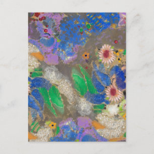 Abstracte bloemachtergrond van Odilon Redon. Briefkaart