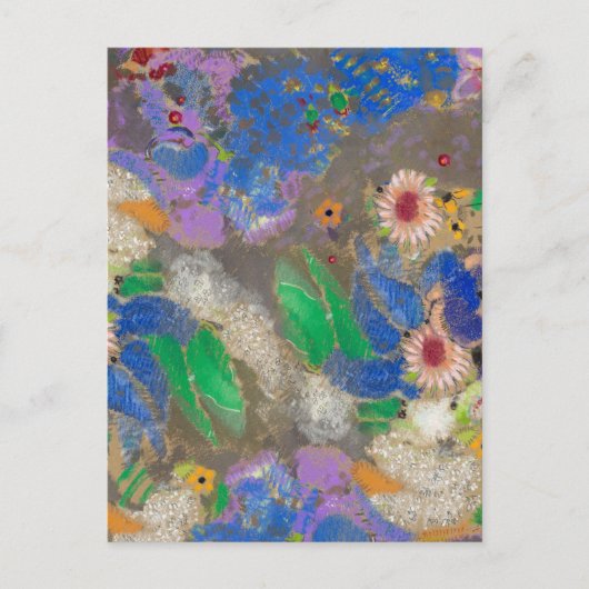 Abstracte bloemachtergrond van Odilon Redon. Briefkaart (Voorkant)