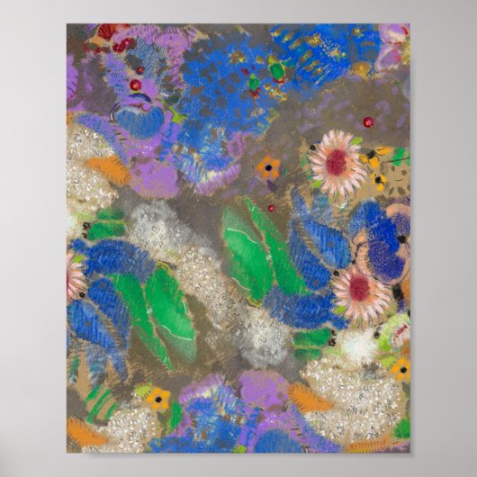 Abstracte bloemachtergrond van Odilon Redon. Poster (Voorkant)
