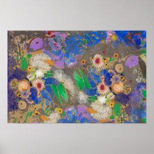 Abstracte bloemachtergrond van Odilon Redon. Poster
