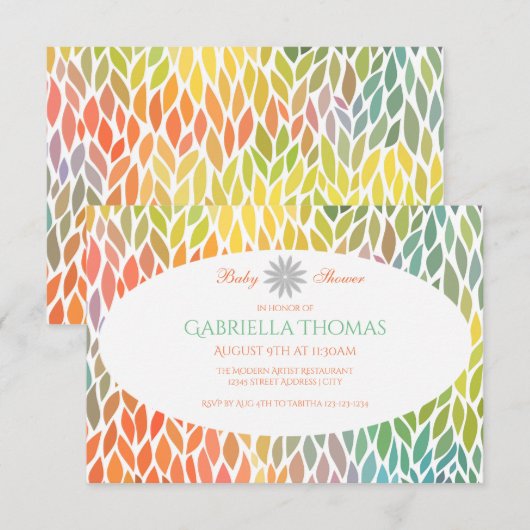 Abstracte bloemblaadjes - 3x5 Baby shower Uitnodig Kaart (Voorkant / Achterkant)