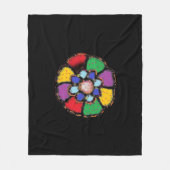 ABSTRACTE BLOEMBLAADONTWERP ZWARTE ACHTERGROND FLEECE DEKEN (Voorkant)