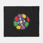 ABSTRACTE BLOEMBLAADONTWERP ZWARTE ACHTERGROND FLEECE DEKEN (Voorkant (Horizontaal))