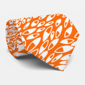 Abstracte Bloembladen - Wit op Oranje Stropdas (Opgerold)