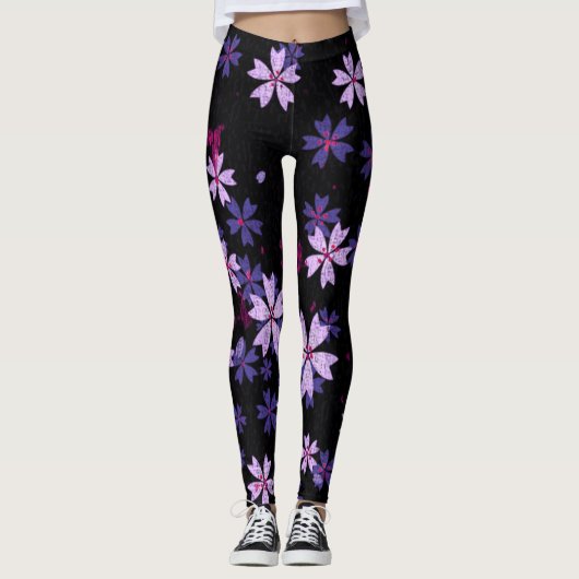 Abstracte Bloembladeren Leggings (Voorkant)