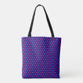 Abstracte bloemblauw en roze canvas tas (Achterkant)