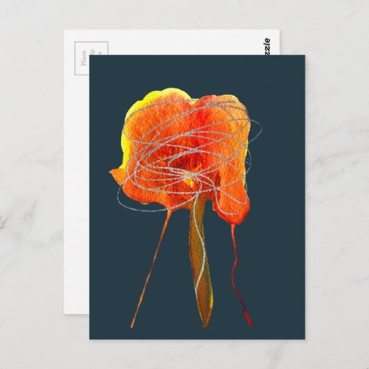 Abstracte bloembloem moderne kunst briefkaart (Voorkant / Achterkant)