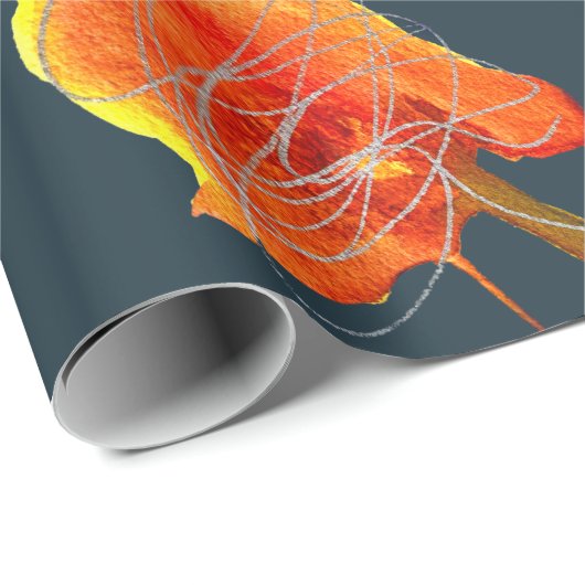 Abstracte bloembloem moderne kunst cadeaupapier (Rol Hoek)