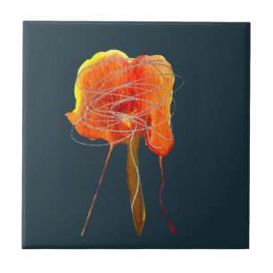 Abstracte bloembloem moderne kunst tegeltje