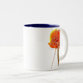 Abstracte bloembloem moderne kunst tweekleurige koffiemok (Voorkant rechts)