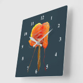 Abstracte bloembloem moderne kunst vierkante klok (Hoek)