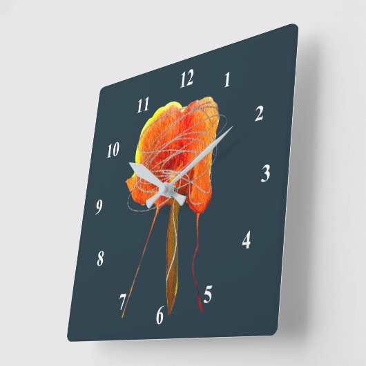 Abstracte bloembloem moderne kunst vierkante klok (Hoek)