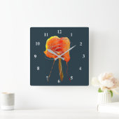 Abstracte bloembloem moderne kunst vierkante klok (Huis)