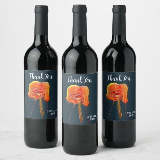 Abstracte bloembloem moderne kunst wijn etiket (Flessen)