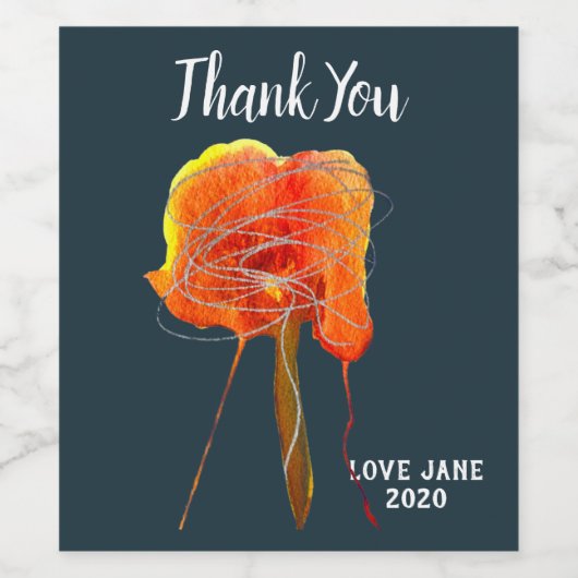 Abstracte bloembloem moderne kunst wijn etiket (Enkel label)