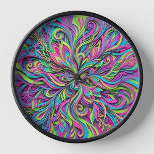 Abstracte bloemboeket neon kunst klokken