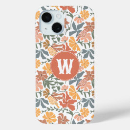 Abstracte bloembollen Mid Century Modern Monogram iPhone 15 Case