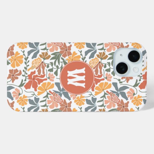 Abstracte bloembollen Mid Century Modern Monogram Case-Mate iPhone Case (Achterkant (horizontaal))