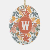 Abstracte bloembollen Mid Century Modern Monogram Keramisch Ornament (Rechts)
