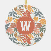 Abstracte bloembollen Mid Century Modern Monogram Keramisch Ornament (Voorkant)