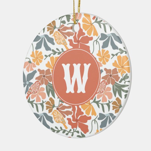 Abstracte bloembollen Mid Century Modern Monogram Keramisch Ornament (Links)