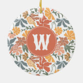 Abstracte bloembollen Mid Century Modern Monogram Keramisch Ornament (Achterkant)