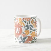 Abstracte bloembollen Mid Century Modern Monogram Koffiemok (Voorkant rechts)