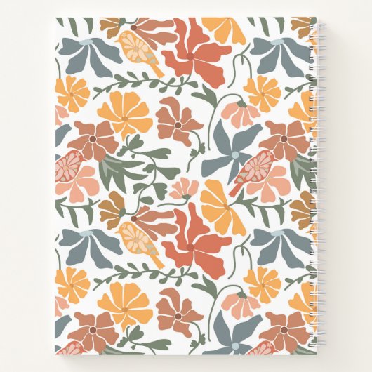 Abstracte bloembollen Mid Century Modern Monogram Notitieboek (Achterkant)