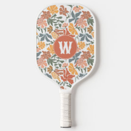 Abstracte bloembollen Mid Century Modern Monogram Pickleball Paddle