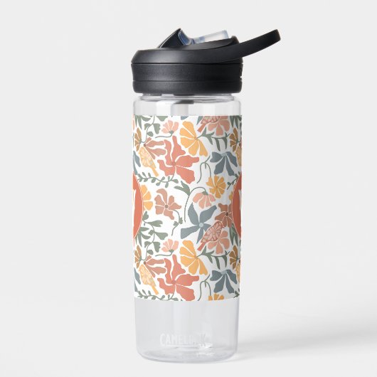 Abstracte bloembollen Mid Century Modern Monogram Waterfles (Links)