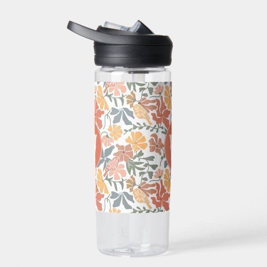 Abstracte bloembollen Mid Century Modern Monogram Waterfles (Rechts)