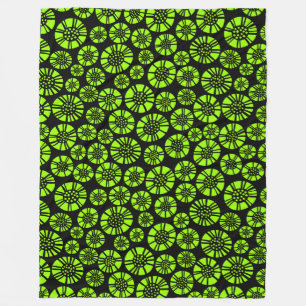 Abstracte Bloemen 031023 - Chartreuse op Zwart Fleece Deken