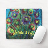Abstracte Bloemen Aangepaste Tekst Muismat (Met muis)