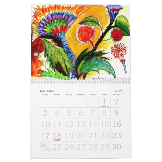 Abstracte bloemen agenda kalender (Jan 2027)