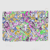 Abstracte bloemen bagagelabel met een kleurrijke k golfhanddoek (Horizontaal)